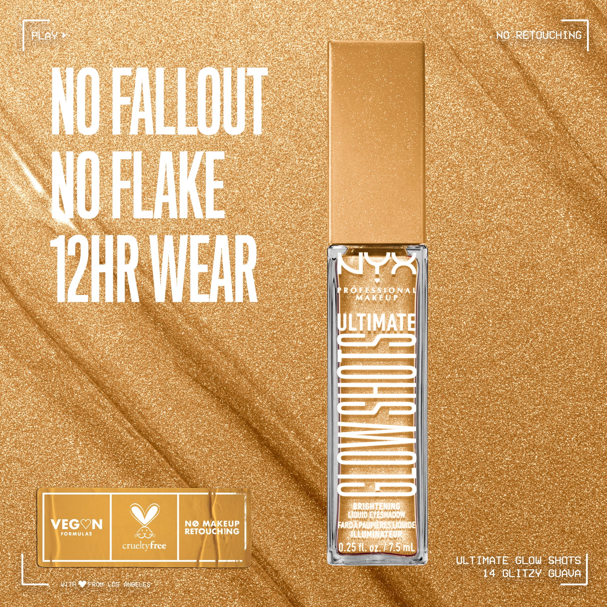 NYX Professional Makeup Ultimate Glow Shots Shimmer Liquid Eyeshadow, Glitzy Guava