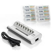 EBL 2800mAh Ni-MH AA Rechargeable Batteries (8 Pack) and 808 Rechargeable AA AAA Battery Charger