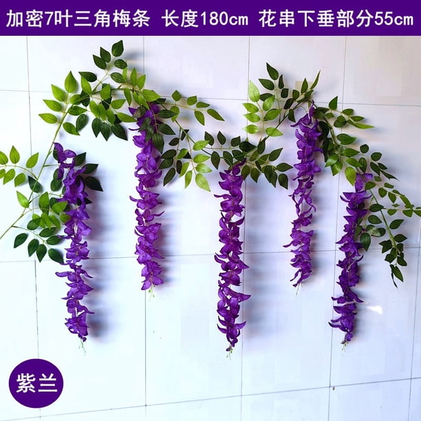 Rota Rosa artificial de 180 cm para decoración de pared, cesta colgante de plástico con enredaderas para decorar el techo de la sala de estar (morado). Rkxzt