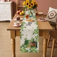 thumbnail image 2 of St. Patrick's Day Table Runner - 70 Inch Long Lucky Shamrocks Boots Green Leaves Retro Cotton and Linen Blended Dress Scarves Farmhouse Table Runner for Kitchen Dining, Coffee Table, 13" x 70", 2 of 8