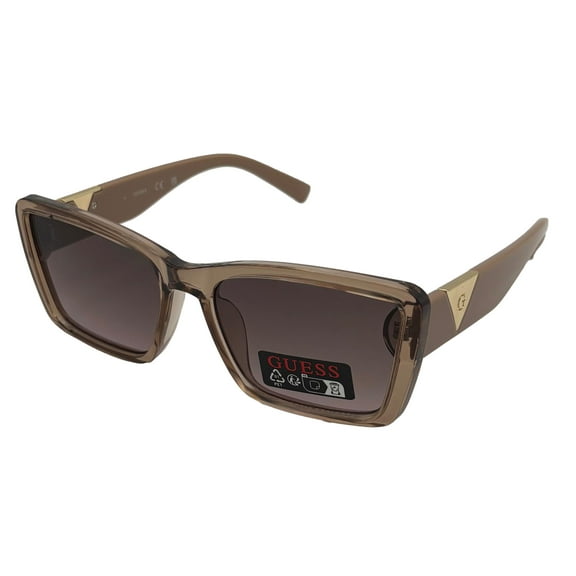 Guess Unisex Shiny Light Brown Plastic Sunglass, Gradient Lens GO00009. 45B