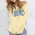thumbnail image 2 of Beach Cover Up for Women Letter Print Crochet Tops Beach Sweater | Long Sleeve, Crew Neck, Split Hem, Swim Swimsuit Coverup, Lightweight Summer Sweater, Vacation Beach outfits,M, 2 of 6