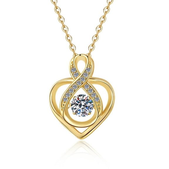 Moissanite Necklace Chains 0.5 Carat D Color VVS1 Clarity Gold Pendant Necklaces for Women Hypoallergenic 925 Sterling Silver Infinity Heart Necklace