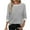 Grey, variant on Women's Ribbed Knit Round Neck Sweater, Lightweight Oversized Pullover Top with Textured Pattern, Soft Breathable Thin Fabric for Casual Daily Wear, Layering Piece and All Season Comfort Beige L
