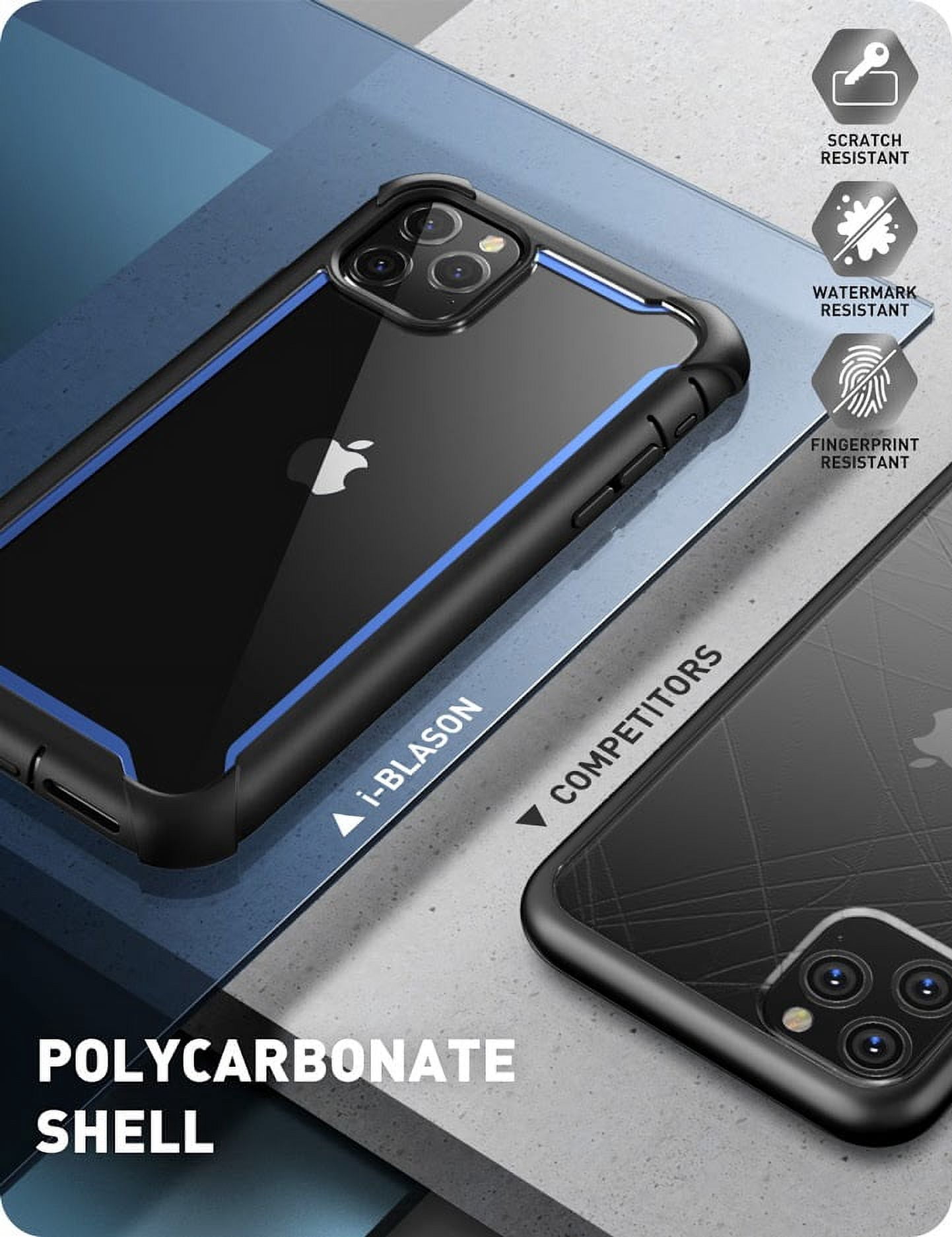i-Blason Ares Case for iPhone 11 Pro Max 6.5 inch 2019 Release, Dual Layer Rugged Clear Bumper Case with Built-in Screen Protector (Blue)