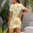 thumbnail image 2 of Golden Hexagon Pattern Fabric Summer Dresses For Women Dress Short Sleeves Dress, 2 of 9