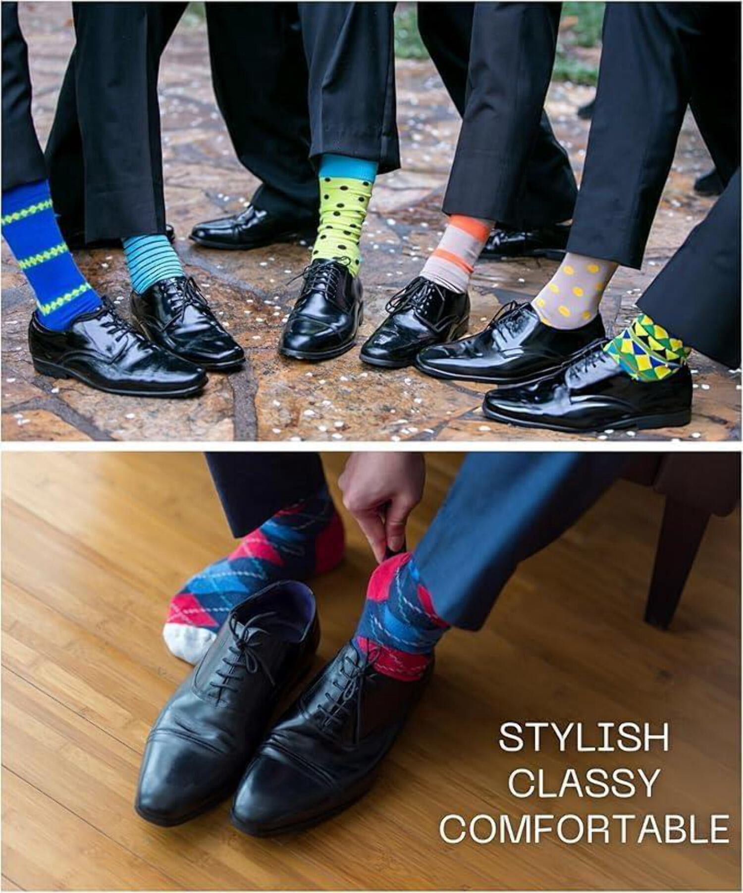 JAMES FIALLO Mens Gift-Ready Novelty Crew Socks – Colorful Multipack with Trendy Designs (12 Pairs)