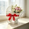 thumbnail image 5 of YingYouFu Mini Wicker Stroller Decoration, Rattan Doll Carriage Woven Candy Basket Centerpiece Decor for Weddings Showers, Decorative Flower Girl Cart, Event Centerpiece Decoration, 5 of 6