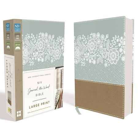 Antique Leather Journals - NIV, Journal the Word Bible, Large Print, Imitation Leather, Blue/Tan : Reflect, Journal, or Create Art Next to Your Favorite Verses
