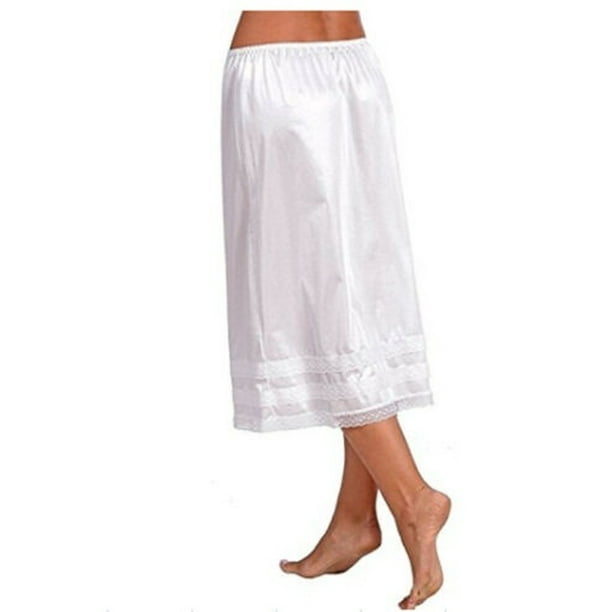 Women Elastic High Waist Bust Skirts Smooth Swing Dress Underskirt  Anti-Static Half Slip Snip Skirt L-3XL 