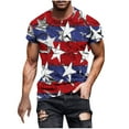 thumbnail image 2 of UVEASISHA Fourth of July Shirt Men Distressed Print Patriotic Graphic Tees Big and Tall Slim Fit Casual Workout Shirts Memorial Day Short Sleeve Crewneck Pullovers Multicolor 3XL, 2 of 5
