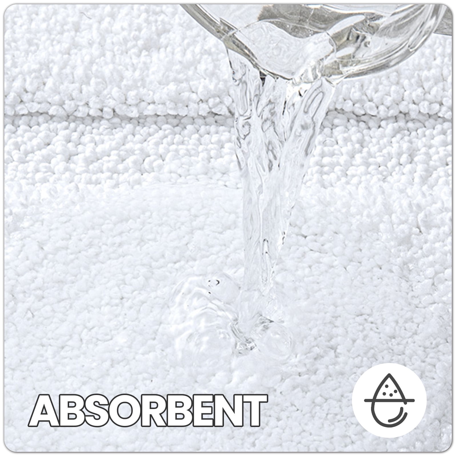 OEAKAY Soft and Plush Non-Slip White Microfiber Bath Rug, 24" x 16", Super Absorbent