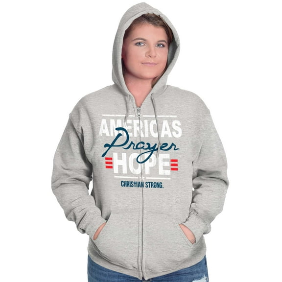 Americas Hope Prayer Christian Zip Hoodie Sweatshirt Women Brisco Brands X