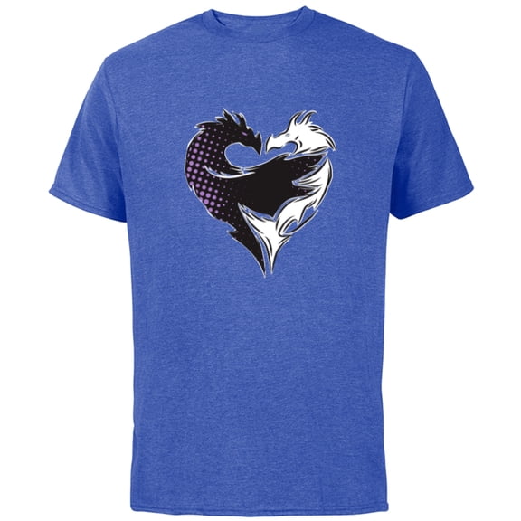 Disney Descendants 3 Mal Heart Dragons Motif - Short Sleeve Cotton T-Shirt for Adults -Customized-Royal Heather
