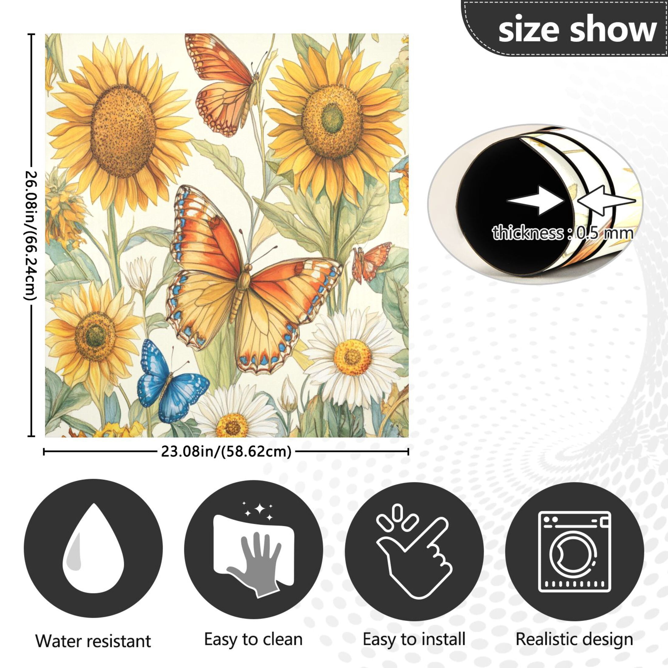 Dishwasher Magnetic Sticker 23x26 Inch Refrigerator Magnetic Sticker Washing Machine Magnetic Sticker Kitchen Panel Magnetic Sticker Home Decor Lovely Orange Butterflies