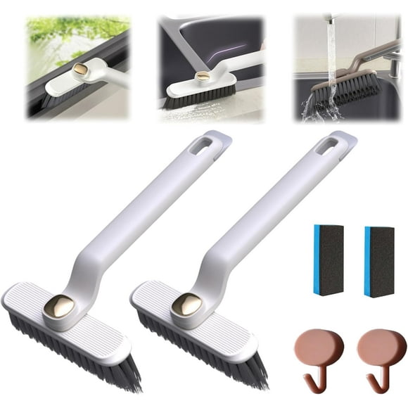 Cepillo de limpieza de 90 grados, cepillo de limpieza de grietas, cepillo de limpieza de grietas giratorio multifunción, cepillo de limpieza para pisos, baño, azulejos de cerámica y cepillos para junt