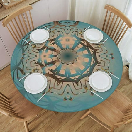 

Mandala Brown Blue Outdoor Wrinkle Polyester Tabletop Cover for Dining Table Geometric Design Polychrome 57 -66 24jl12caA01