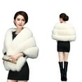 thumbnail image 2 of Jumpingount Mantón con cuello en V y encogimiento de hombros, manténgase abrigado y elegante con chal de piel sintética, bufanda de piel Abrigos y chamarras negro, 2 of 6