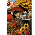 thumbnail image 3 of Briarwood Lane Autumn Covered Bridge Garden Flag, 3 of 4