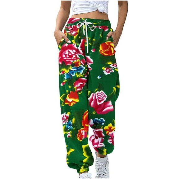 St. Patrick's Day AXXD Women Sweatpants Green Summer Workout Pocket Loose Sports Pants With Drawstring Northeast Printed Casual Pants Mother's Day