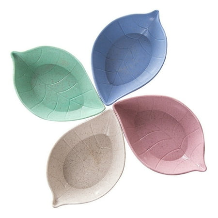 

WELPET 4 Pieces of Wheat Leaf-Shaped Dishes Dipping Plate Seasoning Plate Side Plate Leaf Fruit Plate