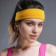 thumbnail image 3 of Couver Large & Thick Plain Solid Basketball Head Sweatband, Solid Gold Yellow, 3 Pack, 3 of 10