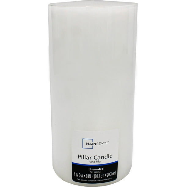 Mainstays Unscented Pillar Candle, 4x8 inches, White