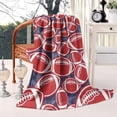 thumbnail image 2 of Red Footballs on Blue Pattern Blanket,Comfortable Soft Lamb Wool Throw Blanket,All Season,Warm Lightweight Blankets for Sofa Bed Couch Living Room Chair,40"x50", 2 of 4