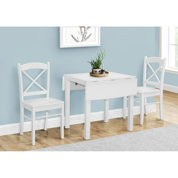 Monarch Specialties I 1322 - Dining Table, 48" Rectangular, Small, Kitchen, Dining Room, Drop Leaf, White Veneer, Wood Legs, Transitional