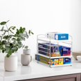 thumbnail image 2 of Simple Houseware Height Adjustable Kitchen Shelf Organizer, Aluminum Foil & Plastic Wrap Rack for Cabinet or Counter Storage, 9.5" D x 7.9" W x 9.8" H, White, 2 of 6