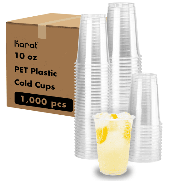 Karat Disposable Plastic Cups, 10 oz, Clear, 1,000 Count