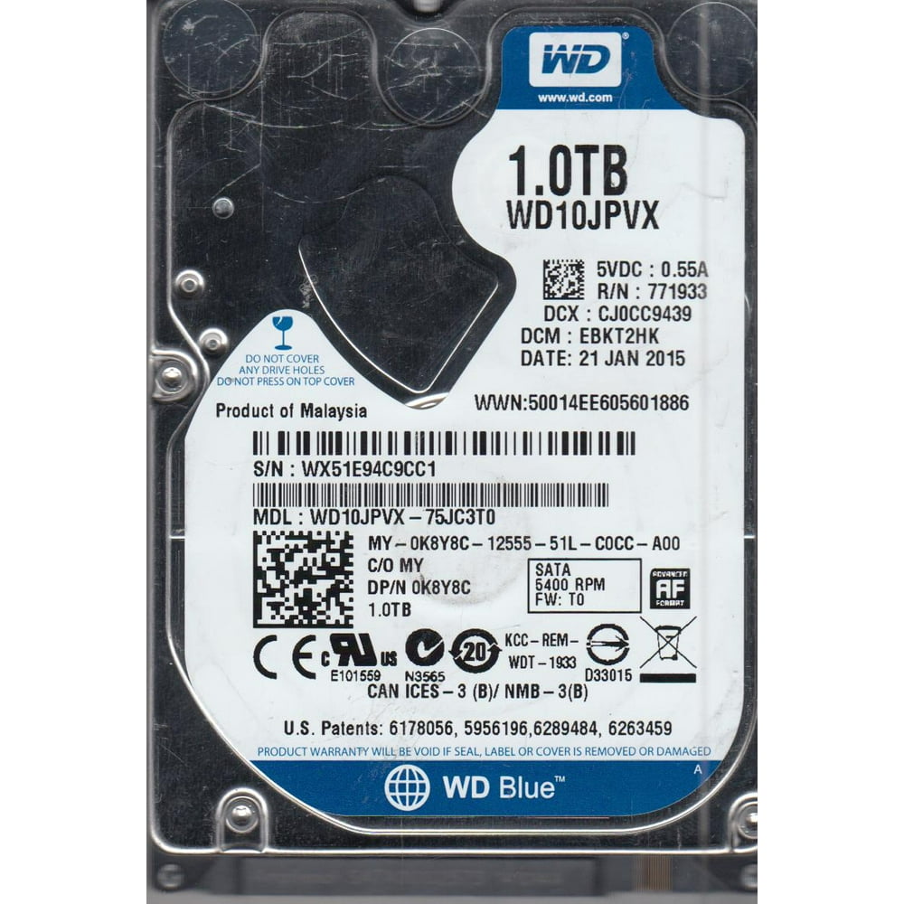 WD10JPVX75JC3T0, DCM EBKT2HK, Western Digital 1TB SATA 2.5 Hard Drive