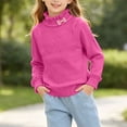 thumbnail image 5 of Wilark Toddler Girls Sweaters Long Sleeve Cute Ruffle Mock Neck Casual Fall Knitted Tops Hot Pink 3 T, 5 of 9