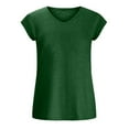 thumbnail image 3 of QLEICOM Womens Summer Tops Oversized T-shirts V-Neck Solid Sleeveless Casual Loose Tunic Tank Tops Women Shirts Blouses Green XL, 3 of 3