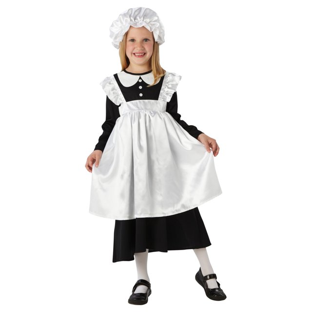 Bristol Novelty - Disfraz Victorian Diseño Dama Niñas (Negro, Blanco)