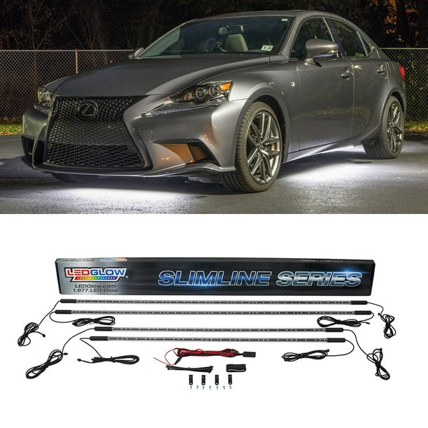 LEDGlow 4pc White SMD LED Slimline Underbody Underglow Lighting Kit
