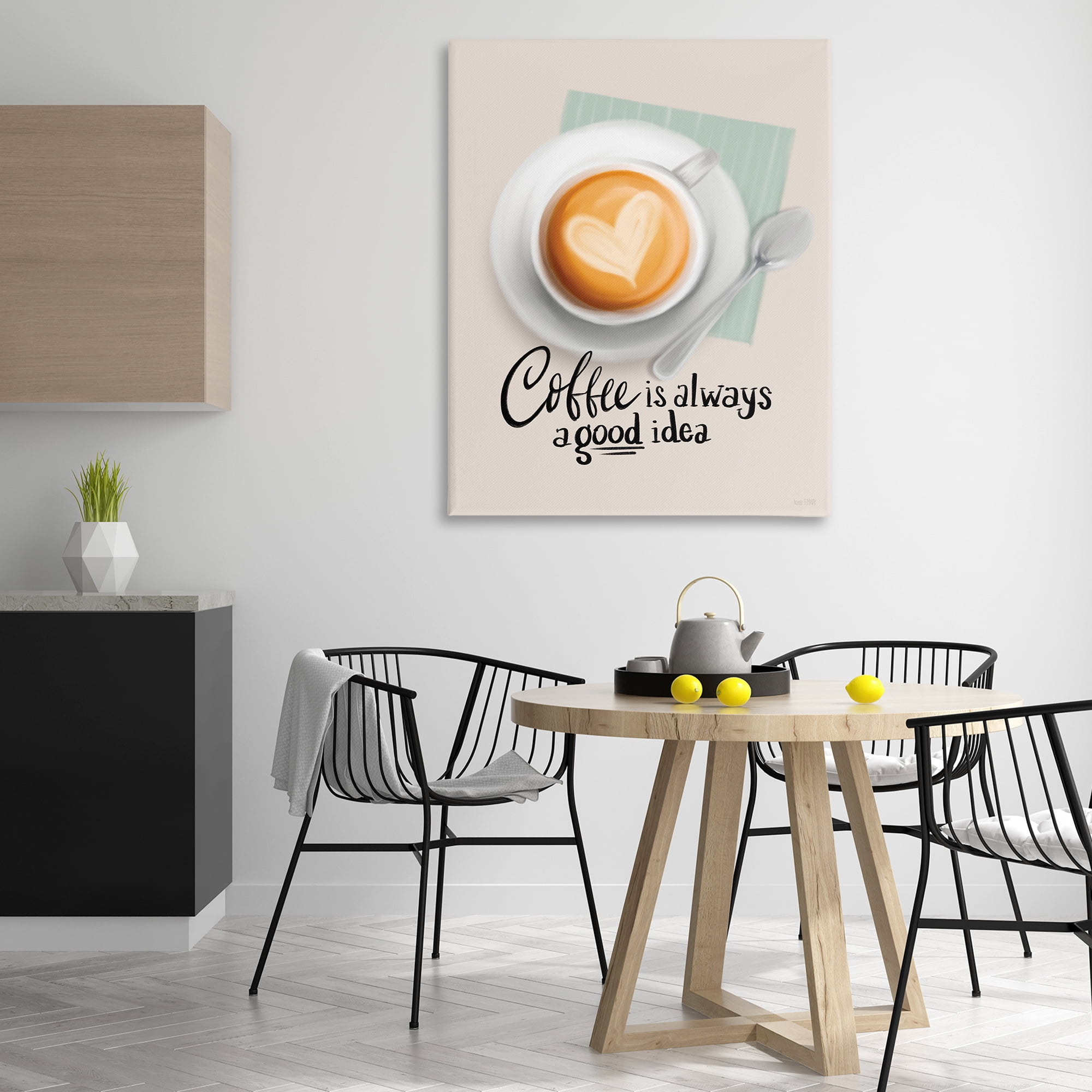 Stupell Industries Coffee Always Good Idea Food & Beverage Painting Wrapped Canvas Art Print Wall Art, 36 x 48