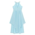 thumbnail image 5 of iEFiEL Maxi Flower Girl Dress Sequined Halter Neck Ruched Chiffon Party Wedding Bridesmaid Formal Light Blue 10, 5 of 7