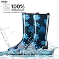 thumbnail image 3 of SMILIN Women's Rain Boots, Waterproof Non-slip High Ankle Garden Boots，Blue Floral, Size 8, 3 of 7