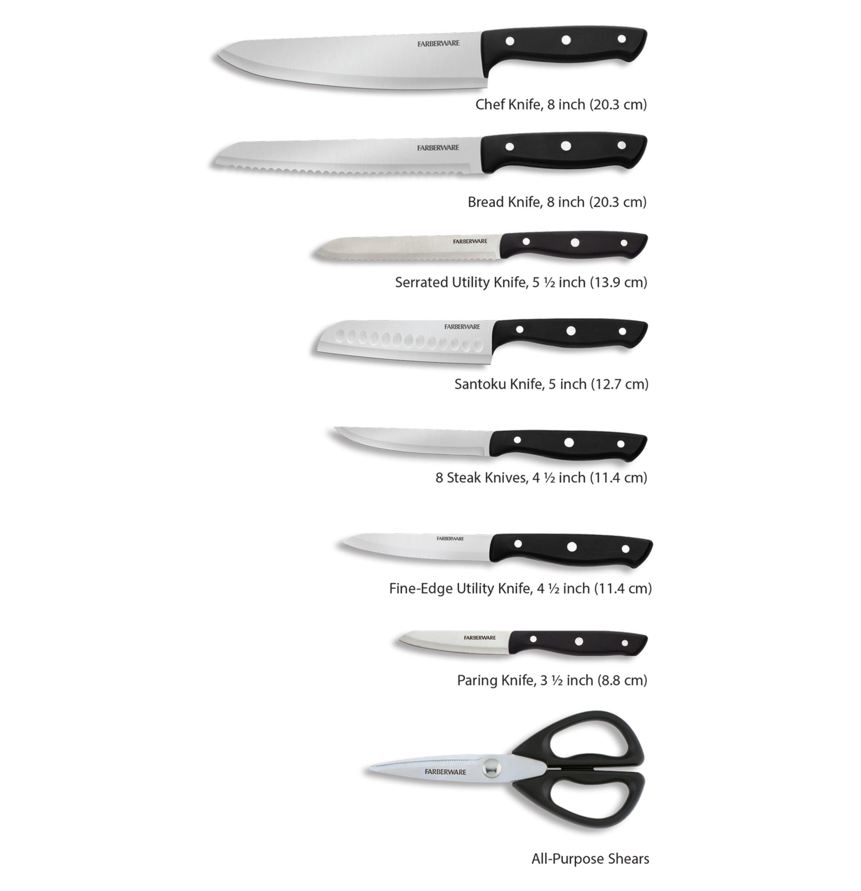 Farberware Edgekeeper 16-piece Triple Rivet Block Set with Built in Knife Sharpener, Natural