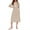 Khaki, variant on Womens Color Block Long Sleeve Boho Midi Dress Casual Beach Button Down Shirt Dress