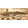thumbnail image 2 of Hogenberg, Braun 18x10 Gold Ornate Wood Framed with Double Matting Museum Art Print Titled - Lisbon Portugal, 2 of 4