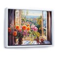 thumbnail image 2 of Designart "French Window View in Orange and Green I" Floral Framed Wall Art - Traditional Orange Window Bedroom Framed Canvas Wall Art, 2 of 6