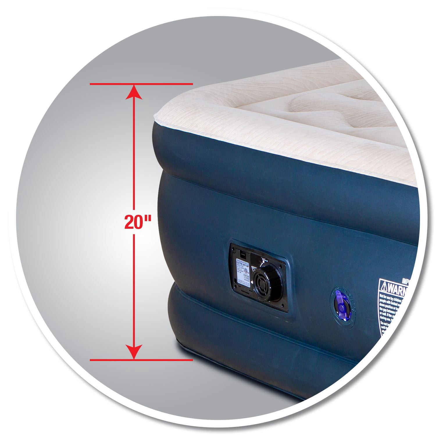 Pittman Queen Air Mattress Never Leak 20" Wave Beam Double High Deluxe with Built-in Electric Pump
