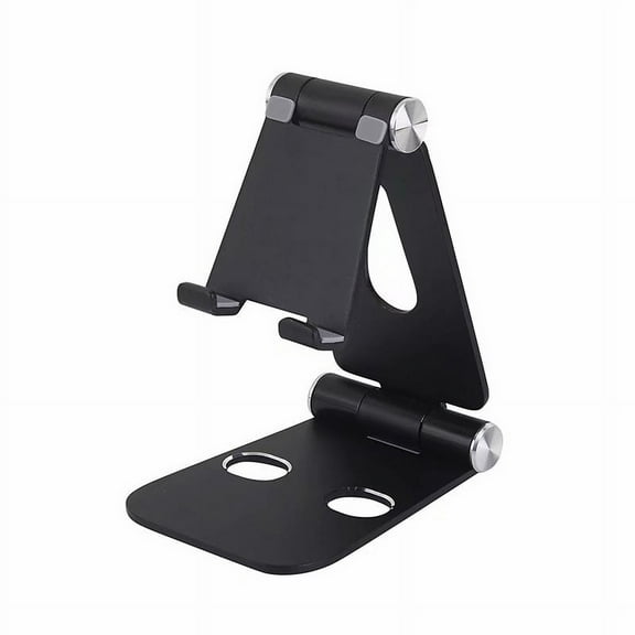 Dteck Cell Phone Stand, Aluminum Desktop Foldable Portable Phone Holder Compatible with iPhone 15 14 13 12 11 - Black