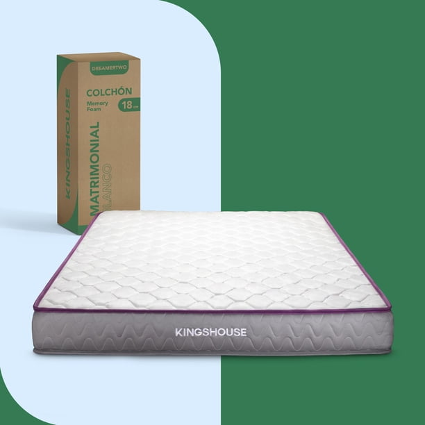 Colchón Matrimonial En Caja Essential Memory Foam 135x190x18 cm blanco Matrimonial.