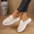 thumbnail image 5 of Womens Slip On Mule Loafers Backless Faux Suede Comfortable Platform Casual Walking Shoes with Non-Slip Rubber Sole Beige,Size 6.5, 5 of 9