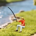 thumbnail image 6 of Mini People Figure Hand Painted Resin Model Sitting Fishing for Collectors Diorama Scene Decoration Display, 6 of 9
