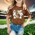 thumbnail image 2 of Bainana Little Girls Tops Sequin Print Short Sleeve Crew Neck Shirt Fashion Casual Summer Kids Outwear Brown Size 4-5 Years, 2 of 4