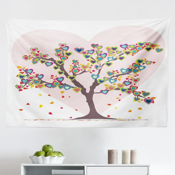 Love Tapestry, Hearts for Valentine Vertical Stripes Lines Ornament Romance Wedding, Fabric Wall Hanging Decor for Bedroom Living Room Dorm, 2 Sizes, Pale Mauve Purple, by Ambesonne